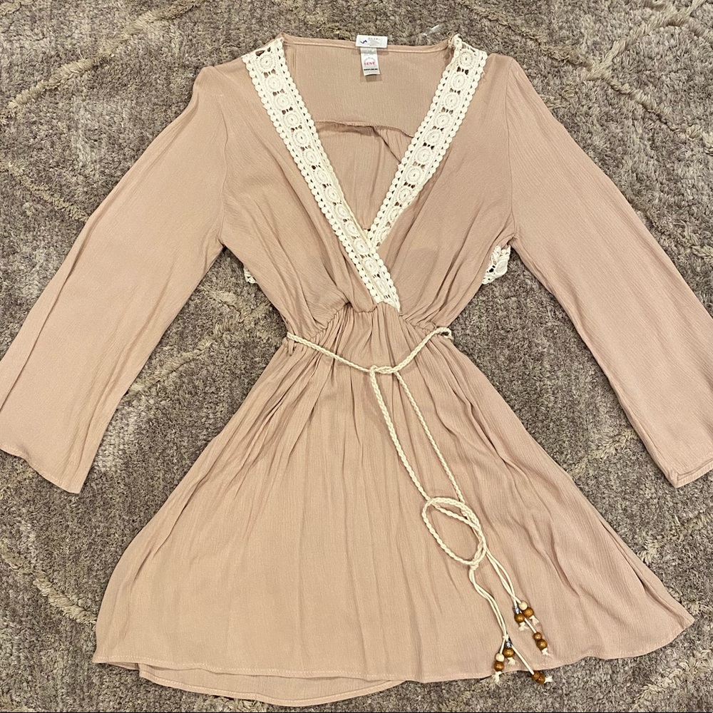 Boho deep v open back dress